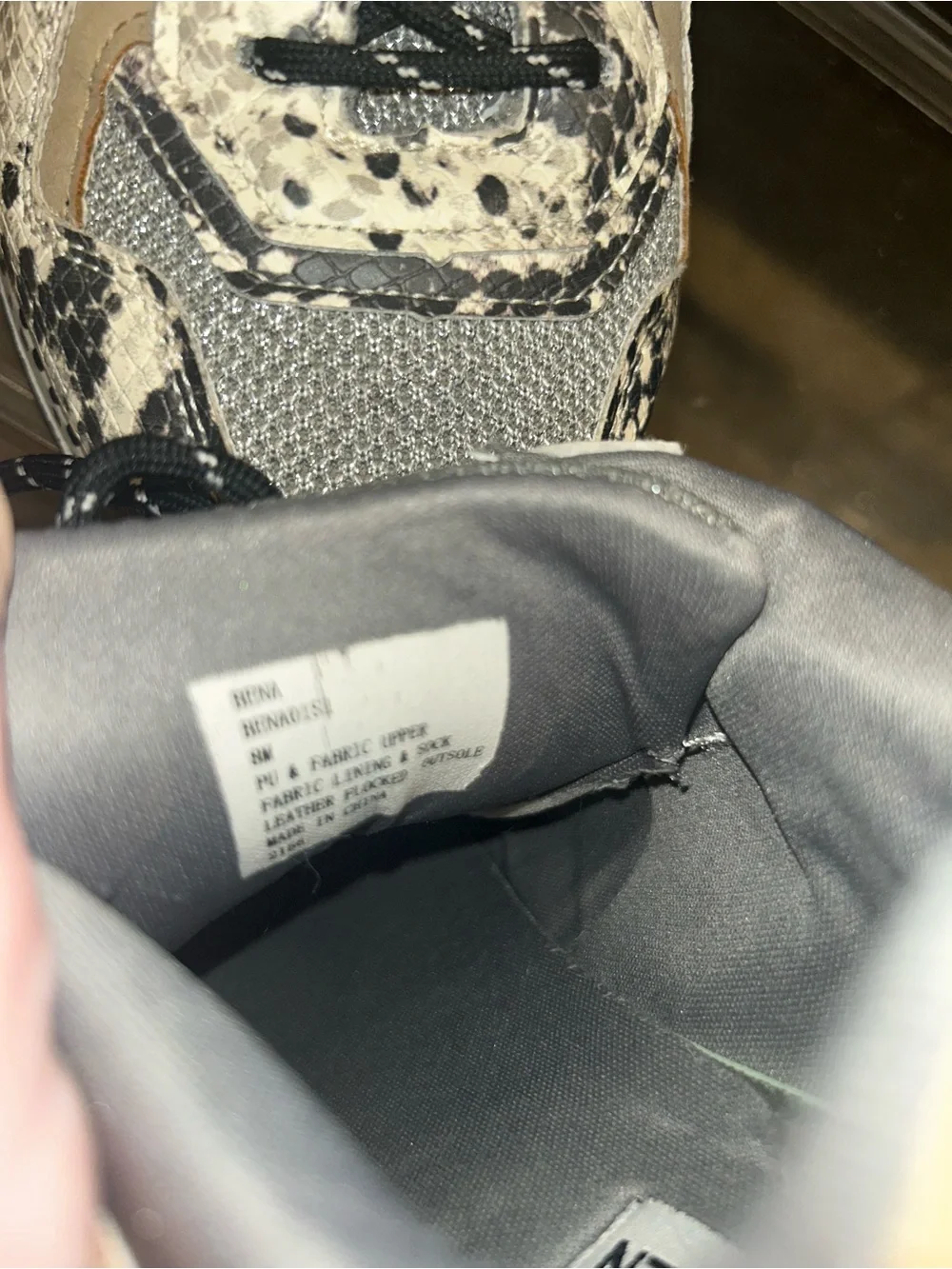 Steve Madden Beige and Black Snake-Print Sneakers